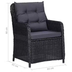 vidaXL Dining Set Black PE rattan 7 Piece Removable Covers