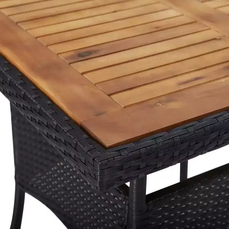 vidaXL tuin-eetset zwart, polyrotan, staal, acaciahout, polyester