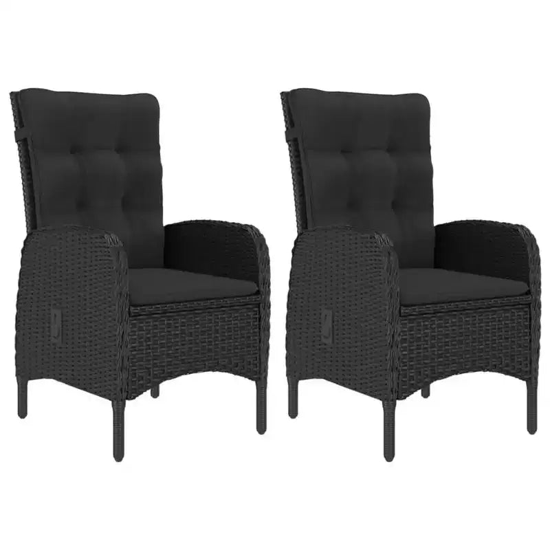vidaXL tuin-eetset zwart, polyrotan, staal, acaciahout, polyester