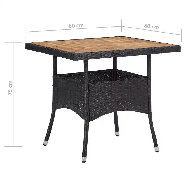vidaXL tuin-eetset zwart, polyrotan, staal, acaciahout, polyester