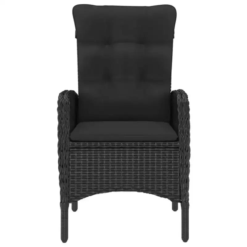 vidaXL tuin-eetset zwart, polyrotan, staal, acaciahout, polyester