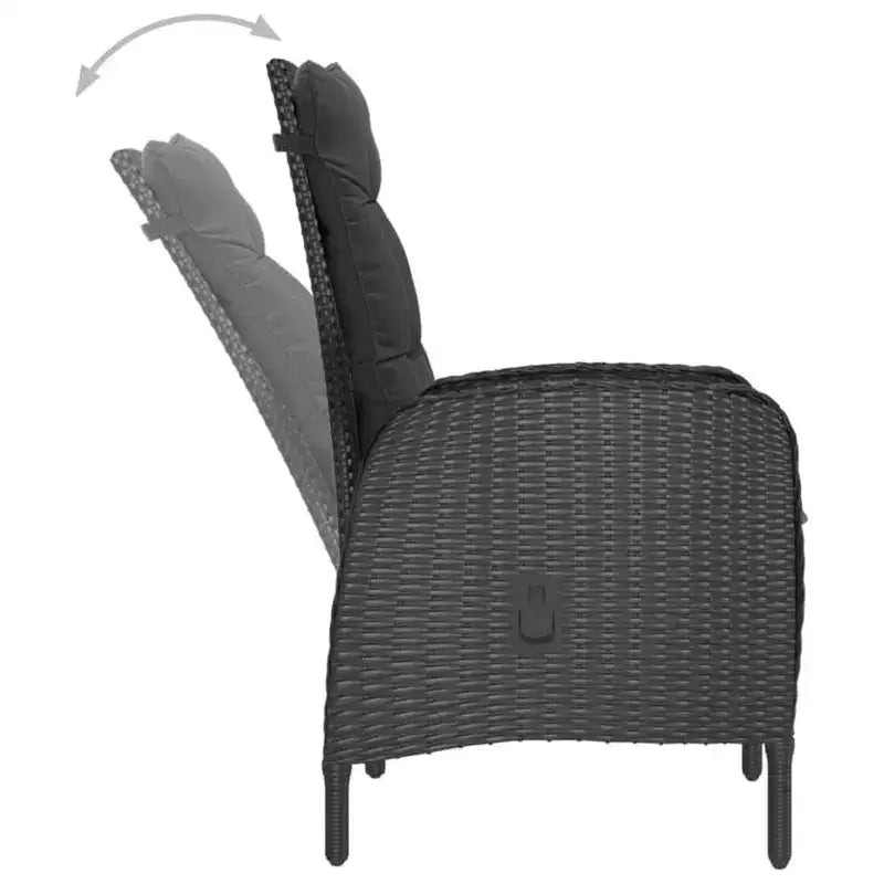 vidaXL tuin-eetset zwart, polyrotan, staal, acaciahout, polyester