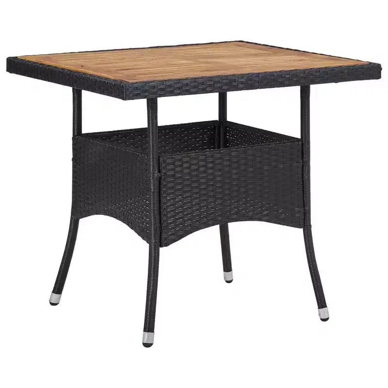 vidaXL tuin-eetset zwart, polyrotan, staal, acaciahout, polyester