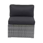 GDFStudio Solio Modern 7 Piece Iron and PE Rattan Patio Sectional Sofa with Retractable Canopy and Washable Cushions