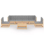 vidaXL Garden Lounge Set Grey cushions Solid pinewood Large Modular