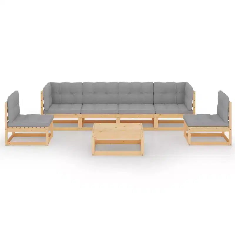vidaXL Garden Lounge Set Grey cushions Solid pinewood Large Modular