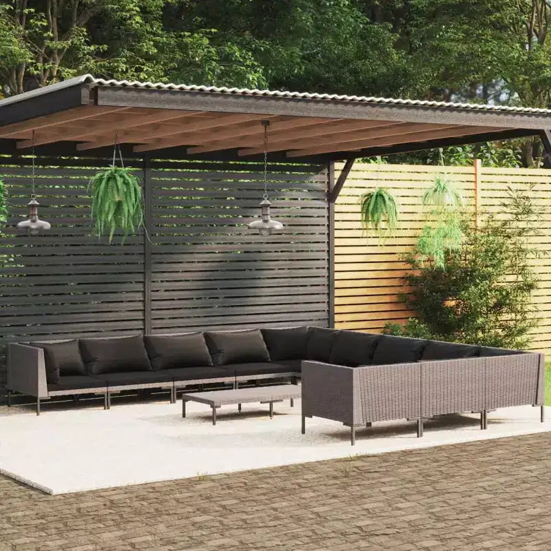 vidaXL Garden Lounge Set Dark Grey Powder-coated steel Large