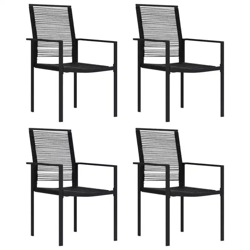 vidaXL eetkamerset van zwart gepoedercoat staal, PVC-holrattan en glas