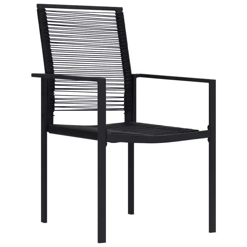 vidaXL eetkamerset van zwart gepoedercoat staal, PVC-holrattan en glas