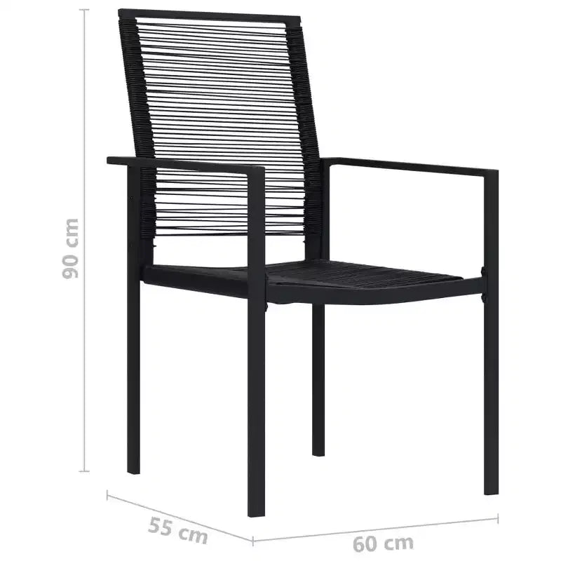 vidaXL eetkamerset van zwart gepoedercoat staal, PVC-holrattan en glas