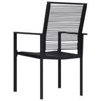 vidaXL eetkamerset van zwart gepoedercoat staal, PVC-holrattan en glas