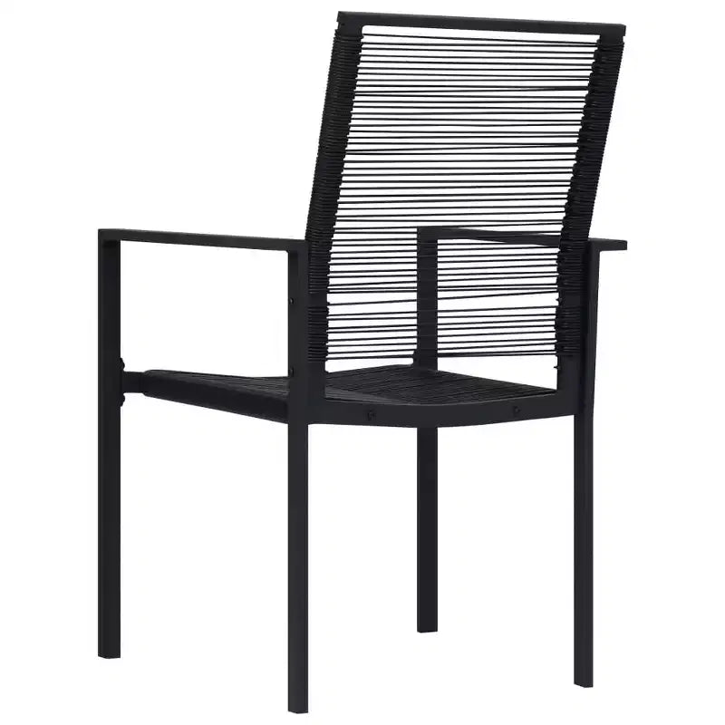 vidaXL eetkamerset van zwart gepoedercoat staal, PVC-holrattan en glas