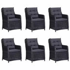 vidaXL Dining Set Black, Dark Gray Solid acacia wood Large