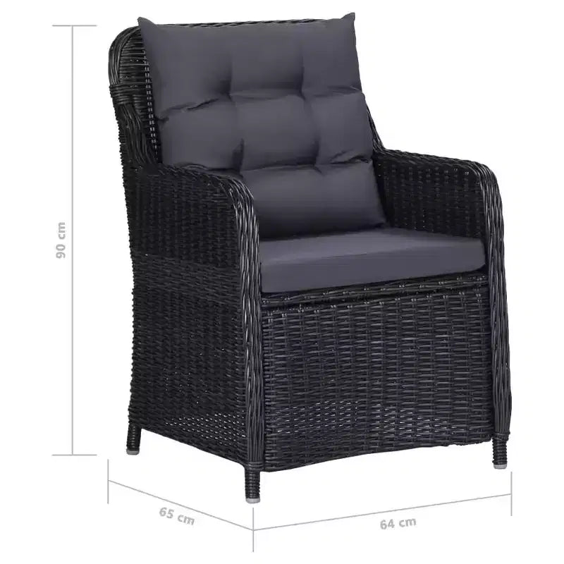 vidaXL tuinmeubelset, zwart en donkergrijs