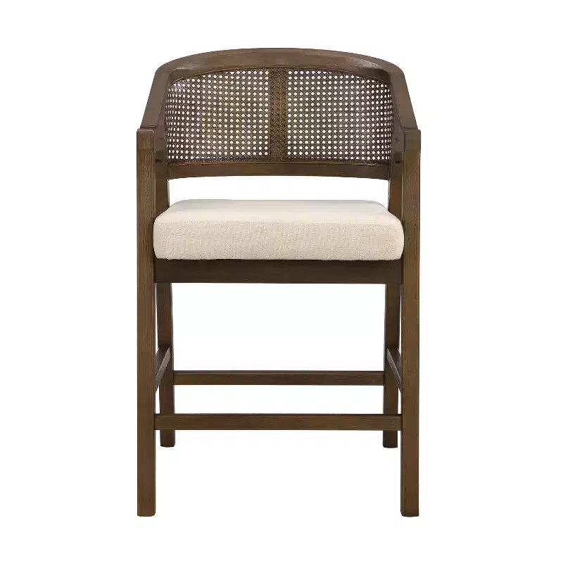Christopher Knight Home Mirae Mid-Century Modern 5 Piece Rubberwood Rattan Counter Stools with Fluted Counter Table