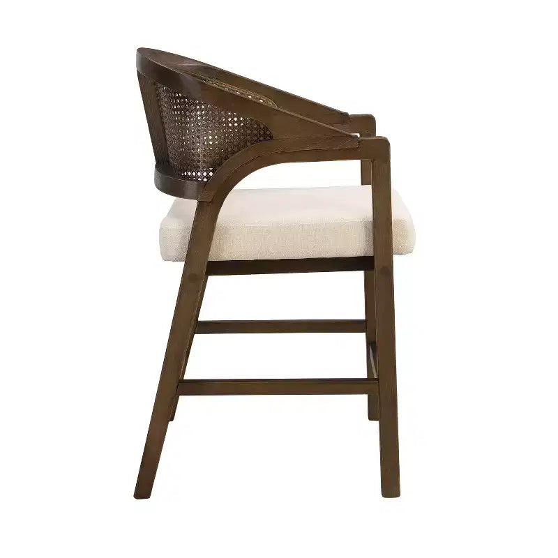 Christopher Knight Home Mirae Mid-Century Modern 5 Piece Rubberwood Rattan Counter Stools with Fluted Counter Table