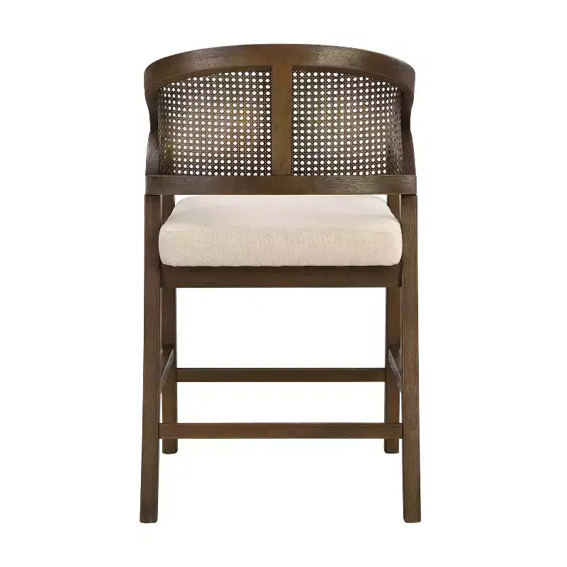 Christopher Knight Home Mirae Mid-Century Modern 5 Piece Rubberwood Rattan Counter Stools with Fluted Counter Table