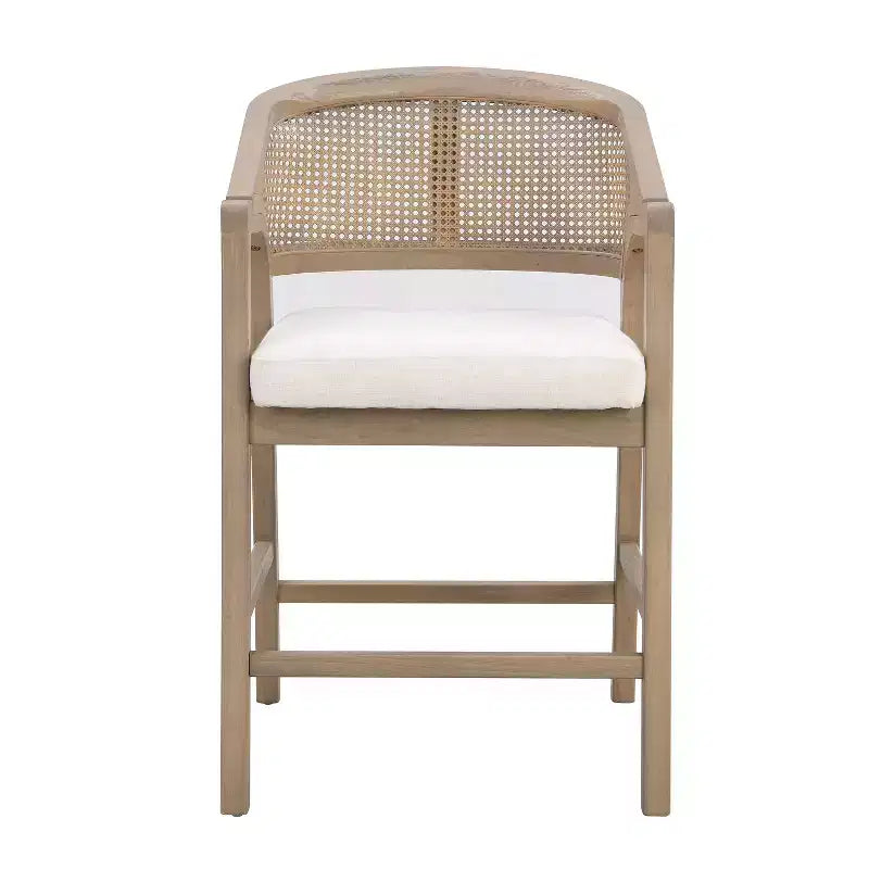 Christopher Knight Home Mirae Mid-Century Modern 5 Piece Rubberwood Rattan Counter Stools with Fluted Counter Table