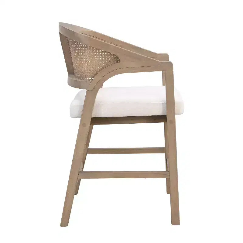 Christopher Knight Home Mirae Mid-Century Modern 5 Piece Rubberwood Rattan Counter Stools with Fluted Counter Table