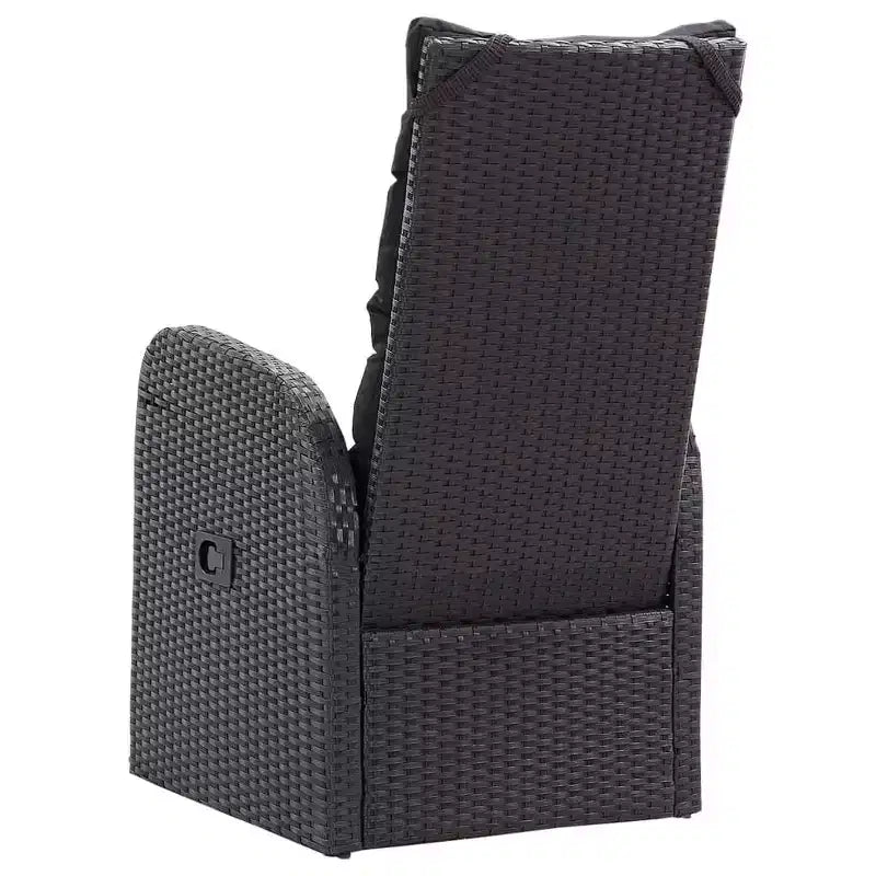 vidaXL eetkamerset, zwart, massief acaciahout, PE-rattan, gepoedercoat staal