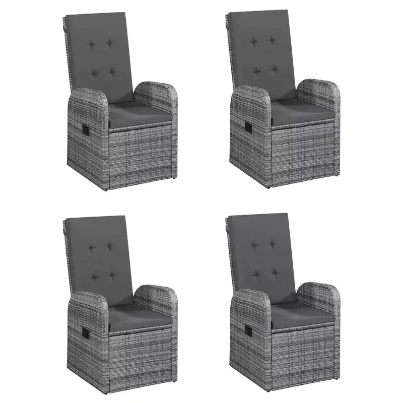 vidaXL eetkamerset, zwart, massief acaciahout, PE-rattan, gepoedercoat staal