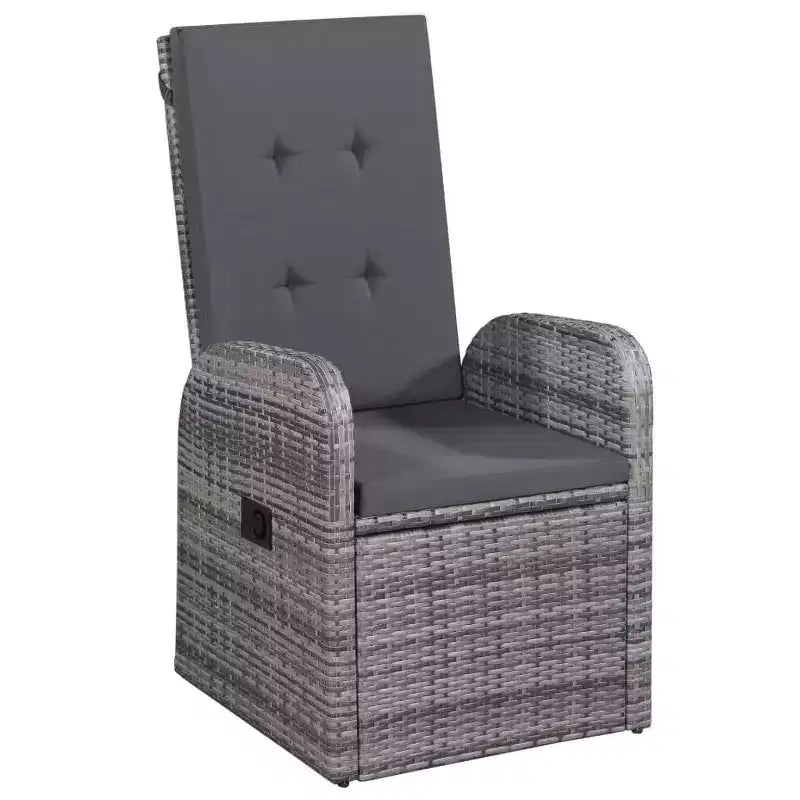 vidaXL eetkamerset, zwart, massief acaciahout, PE-rattan, gepoedercoat staal