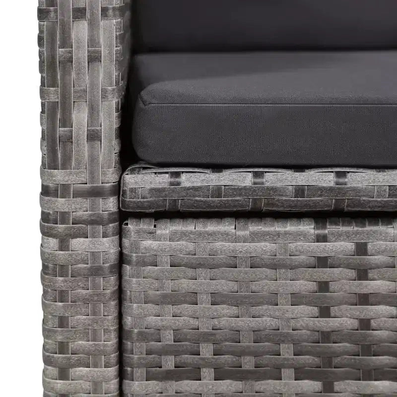 vidaXL eetkamerset, zwart, massief acaciahout, PE-rattan, gepoedercoat staal