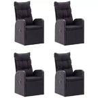 vidaXL eetkamerset, zwart, massief acaciahout, PE-rattan, gepoedercoat staal