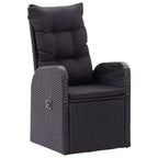 vidaXL eetkamerset, zwart, massief acaciahout, PE-rattan, gepoedercoat staal