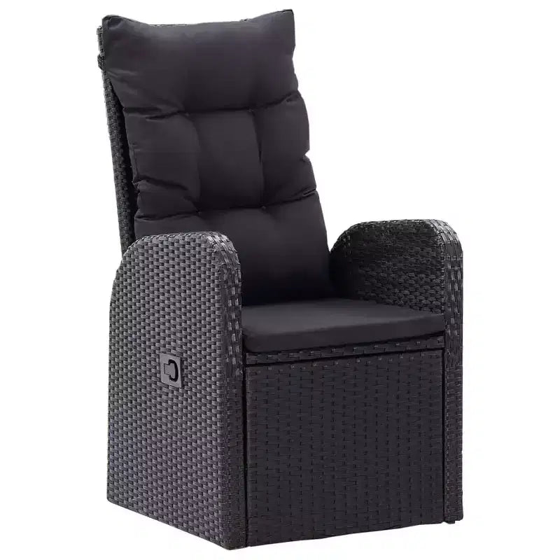 vidaXL eetkamerset, zwart, massief acaciahout, PE-rattan, gepoedercoat staal