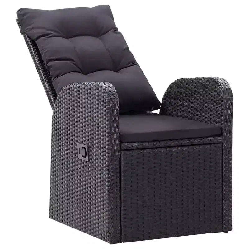 vidaXL eetkamerset, zwart, massief acaciahout, PE-rattan, gepoedercoat staal