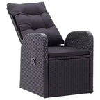 vidaXL eetkamerset, zwart, massief acaciahout, PE-rattan, gepoedercoat staal