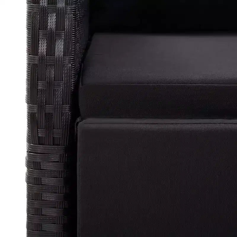 vidaXL eetkamerset, zwart, massief acaciahout, PE-rattan, gepoedercoat staal