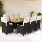 vidaXL tuin-eetset, zwart PE-rattan, voor 8 personen, verstelbare armleuningen