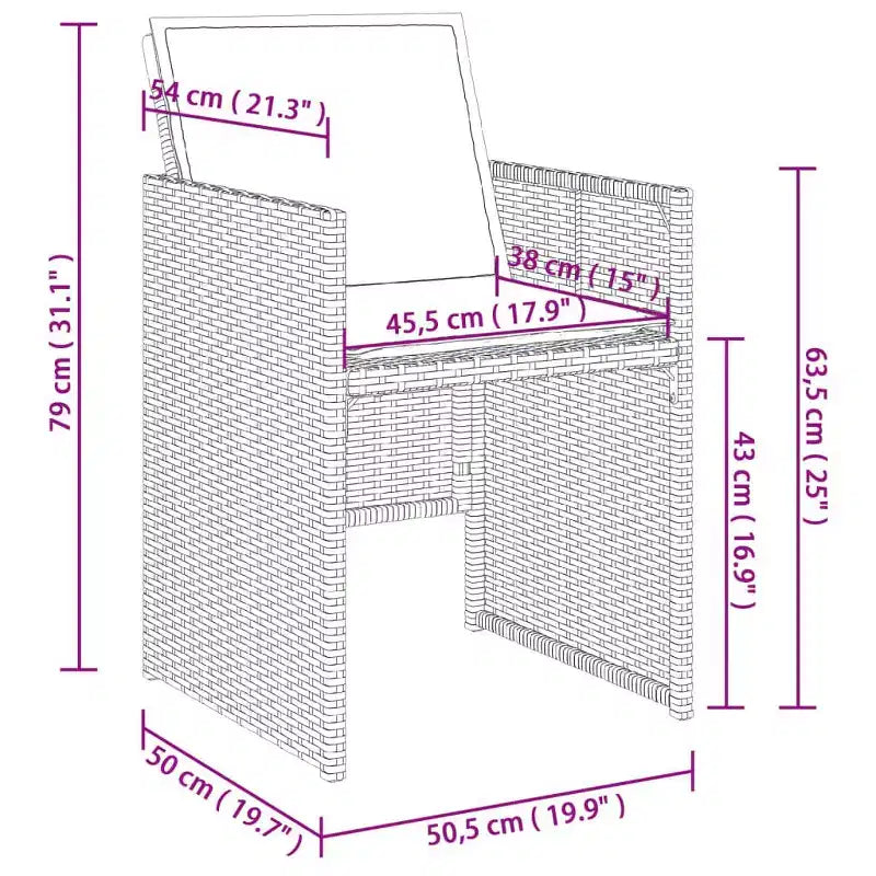 vidaXL Patio Dining Set Set of 10 Gray PE Rattan Large Collapsible