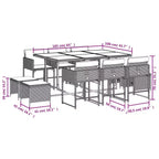 vidaXL terras-eetset voor 10 personen, grijs poly-rattan, 10 zitplaatsen, inklapbaar
