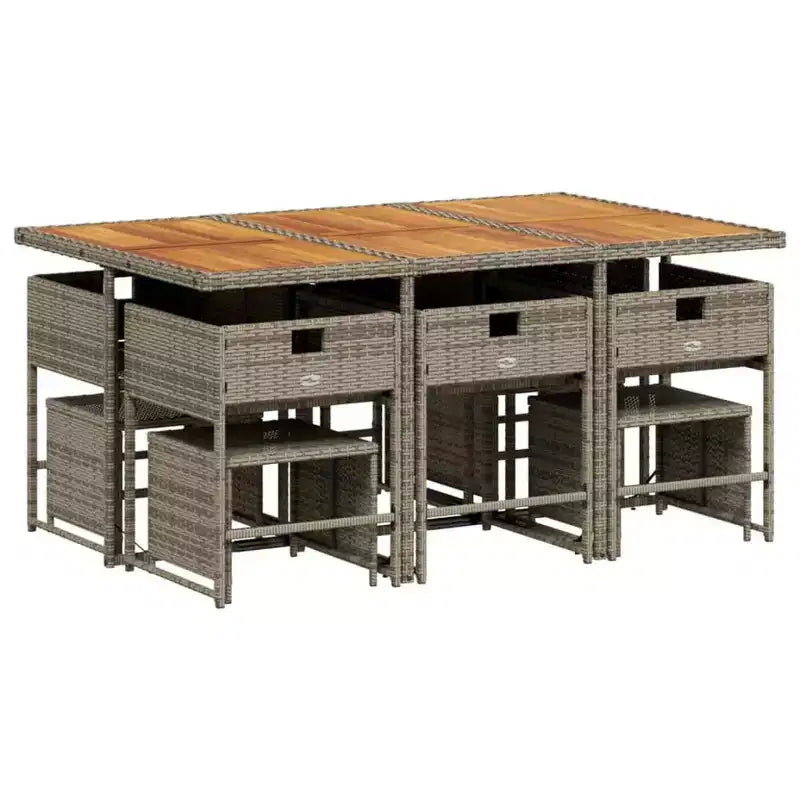vidaXL terras-eetset voor 10 personen, grijs poly-rattan, 10 zitplaatsen, inklapbaar
