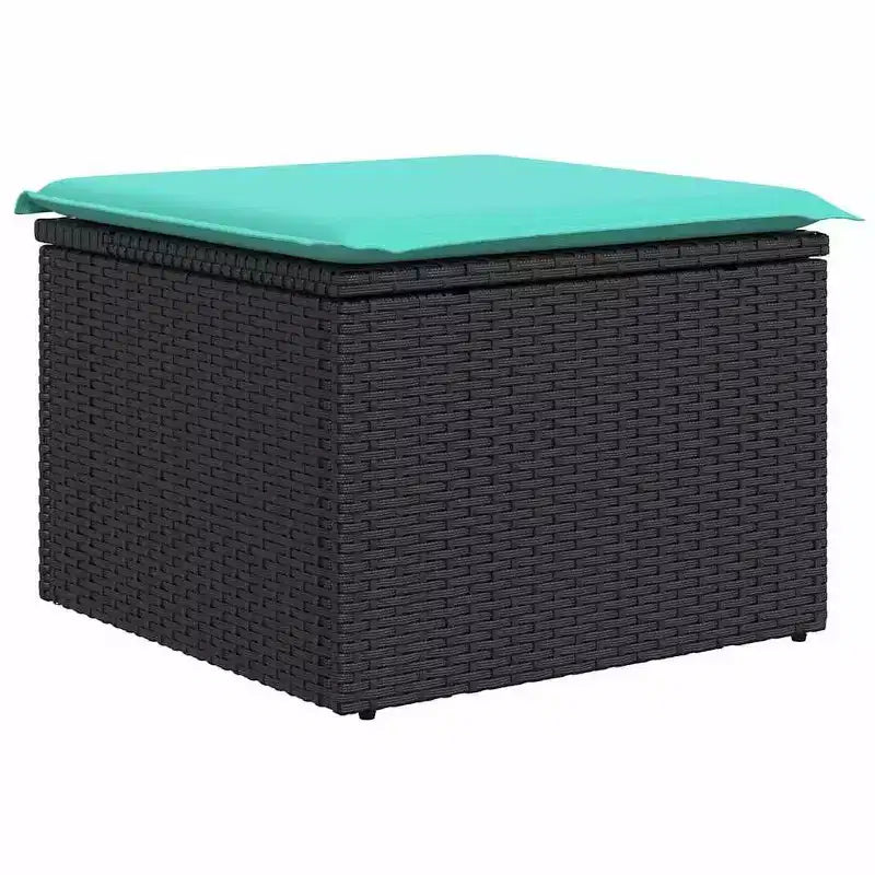 vidaXL Garden Sofa Set 4 pcs Black and Turquoise Poly Rattan