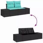 vidaXL Garden Sofa Set 4 pcs Black and Turquoise Poly Rattan