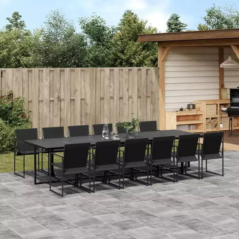 vidaXL tuin-eetset, zwart textileen, groot, inklapbaar