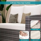 9-Seat PE Rattan Patio Sectional Sofa Set with Storage Table Water-Repellent Cushions Gray for Backyard Deck Poolside