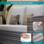 9-Seat PE Rattan Patio Sectional Sofa Set with Storage Table Water-Repellent Cushions Gray for Backyard Deck Poolside