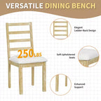 GDFStudio Zayd 6-delige eetkamerset met uitschuifbare tafel op centrale poot, ladderrugstoelen en bank