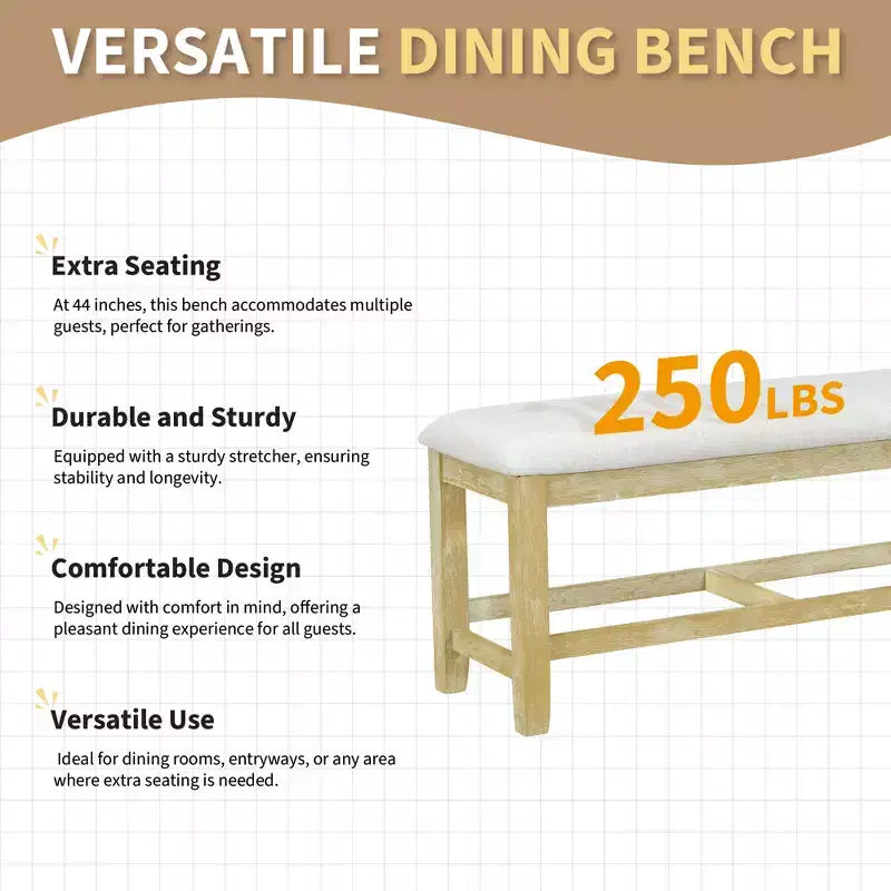 GDFStudio Zayd 6-delige eetkamerset met uitschuifbare tafel op centrale poot, ladderrugstoelen en bank