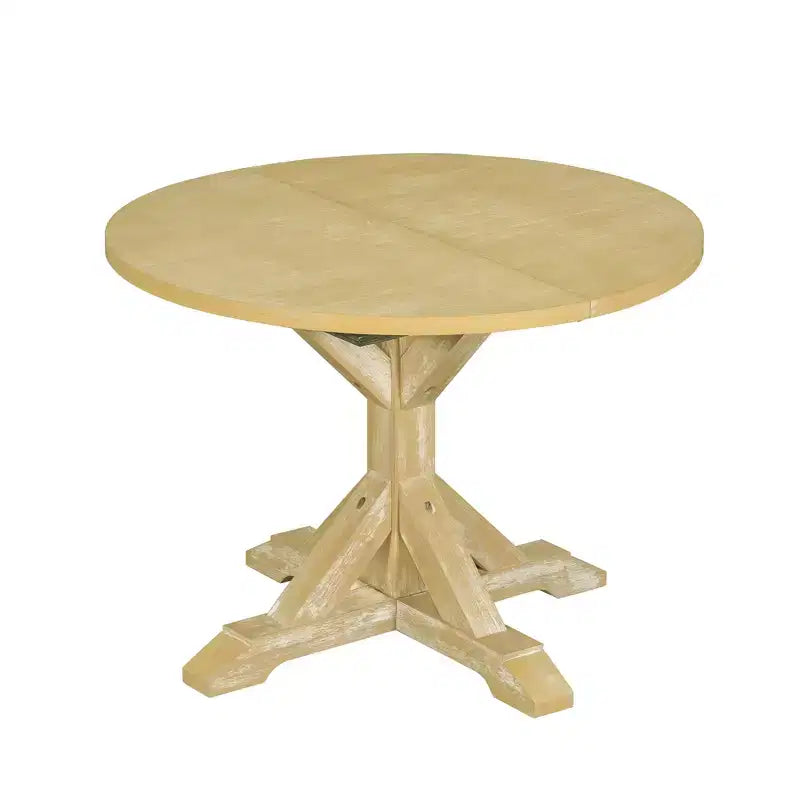 GDFStudio Zayd 6-delige eetkamerset met uitschuifbare tafel op centrale poot, ladderrugstoelen en bank
