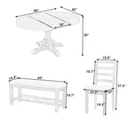 GDFStudio Zayd 6-delige eetkamerset met uitschuifbare tafel op centrale poot, ladderrugstoelen en bank