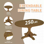 GDFStudio Zayd 6-delige eetkamerset met uitschuifbare tafel op centrale poot, ladderrugstoelen en bank