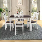 GDFStudio Arlette landelijke houten eetset met 5 delen en armloze stoelen met kruisrugleuning