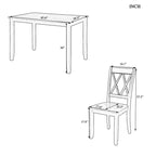 GDFStudio Arlette landelijke houten eetset met 5 delen en armloze stoelen met kruisrugleuning