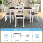 GDFStudio Arlette landelijke houten eetset met 5 delen en armloze stoelen met kruisrugleuning